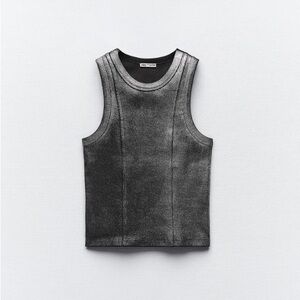 Zara Shimmering Silver Tank Top